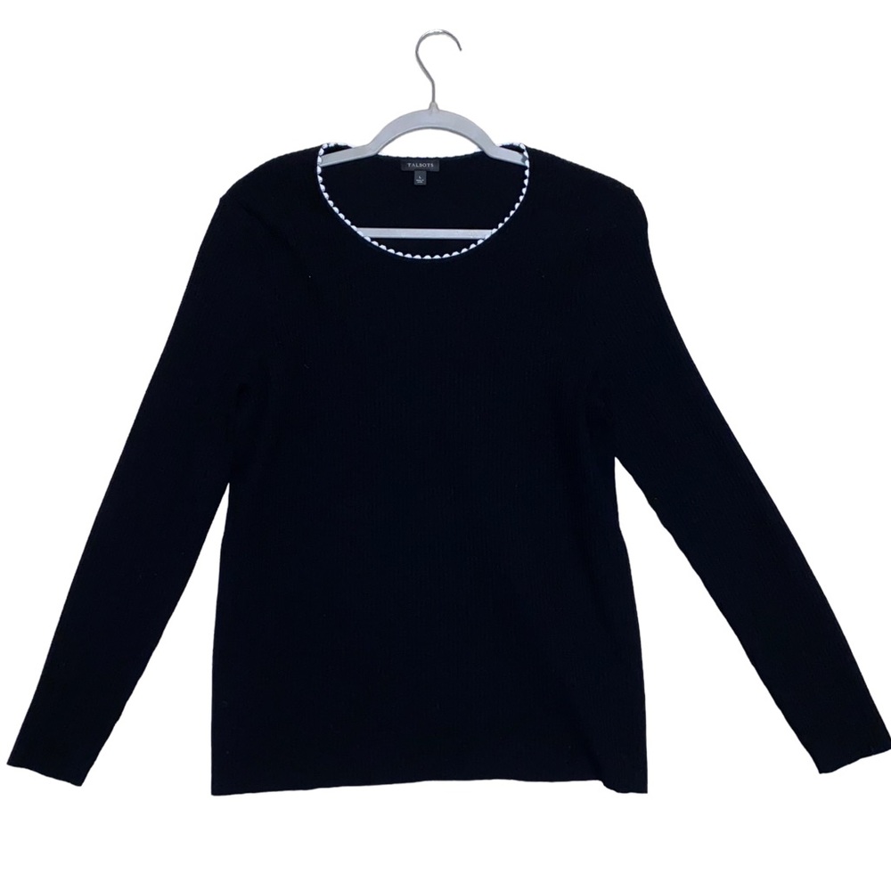 Talbots Black Long Sleeve Women’s Shirt With White Collar